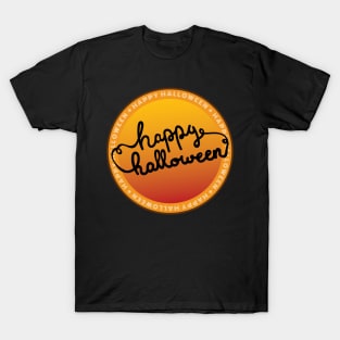 Happy Halloween Handwritten Circle Design T-Shirt